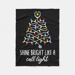 Shine Bright Like A Call Light Funny Nurse Christm Fleece Blanket