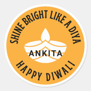 Shine bright like a Diya customisable Diwali Classic Round Sticker