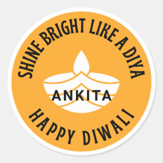 Shine bright like a Diya customisable Diwali Classic Round Sticker