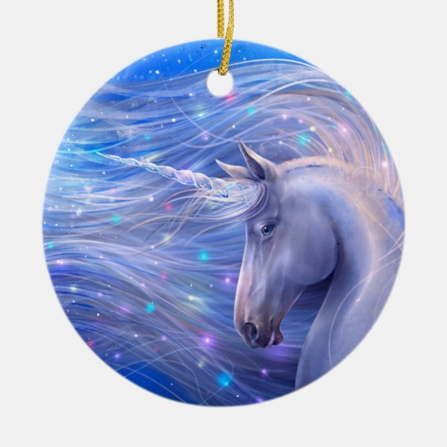 Shine Bright Magical Unicorn Ceramic Tree Decoration (Front)