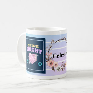 Shine Bright – Personalized Floral Inspirational M Coffee Mug