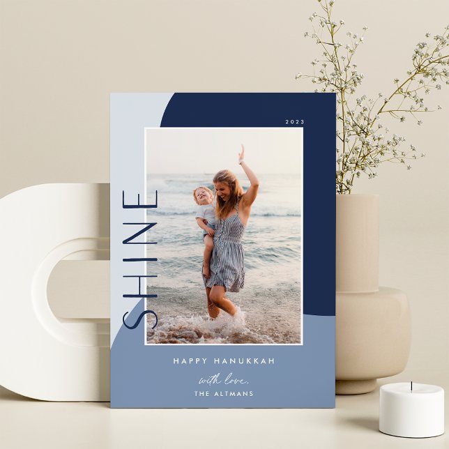 Shine Colorblock | Vertical Photo Hanukkah Holiday Card (Creator Uploaded)