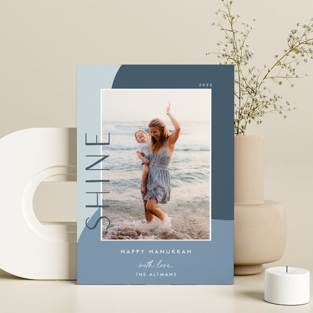 Shine Colorblock | Vertical Photo Hanukkah Holiday Card (Creator Uploaded)