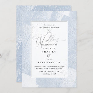 Shine, Dusty Blue Watercolor+Faux Metallic Invitation