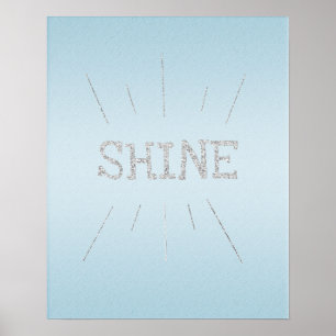Shine Light Blue with Silver Glitter  Poster