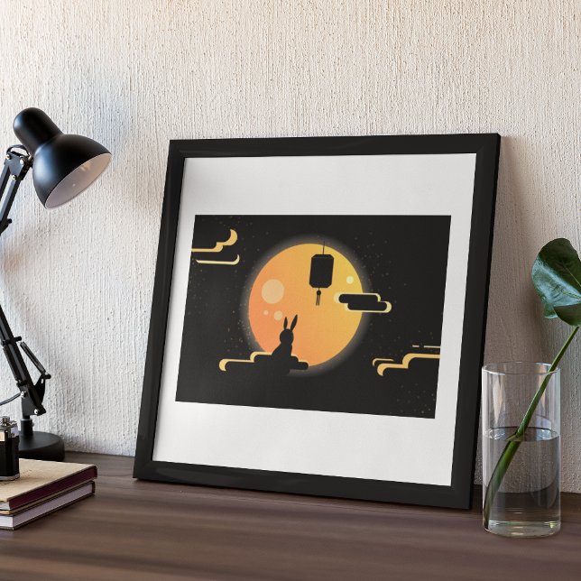 Shine Moon Rabbit- Black Sky Mid-Autumn Festival  Poster (Creator Uploaded)