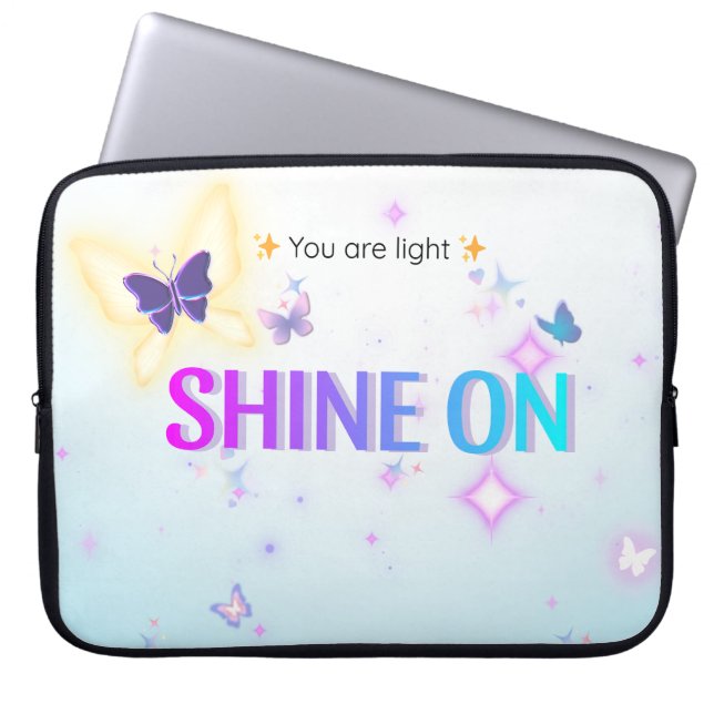 ✨ Shine On 15" Laptop Sleeve – Butterfly Glow Quot (Front)