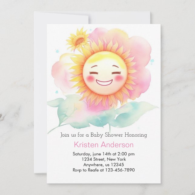 Shine On Little One Sunshine Girl Baby Shower Invitation (Front)