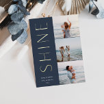 Shine On | Modern 3 Photo Collage Hanukkah<br><div class="desc">A chic and elegant Hanukkah card design featuring three photos aligned at the right in a vertical layout. "Shine" appears alongside your photo in modern gold foil type. Personalise with your family name and custom Hanukkah greeting beneath for the perfect finishing touch to these cool minimalist holiday photo cards.</div>