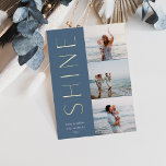 Shine On | Modern 3 Photo Collage Hanukkah<br><div class="desc">A chic and elegant Hanukkah card design featuring three photos aligned at the right in a vertical layout. "Shine" appears alongside your photo in modern gold foil type. Personalise with your family name and custom Hanukkah greeting beneath for the perfect finishing touch to these cool minimalist holiday photo cards.</div>