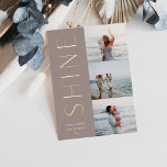 Shine On | Modern 3 Photo Collage Hanukkah<br><div class="desc">A chic and elegant Hanukkah card design featuring three photos aligned at the right in a vertical layout. "Shine" appears alongside your photo in modern gold foil type. Personalise with your family name and custom Hanukkah greeting beneath for the perfect finishing touch to these cool minimalist holiday photo cards.</div>