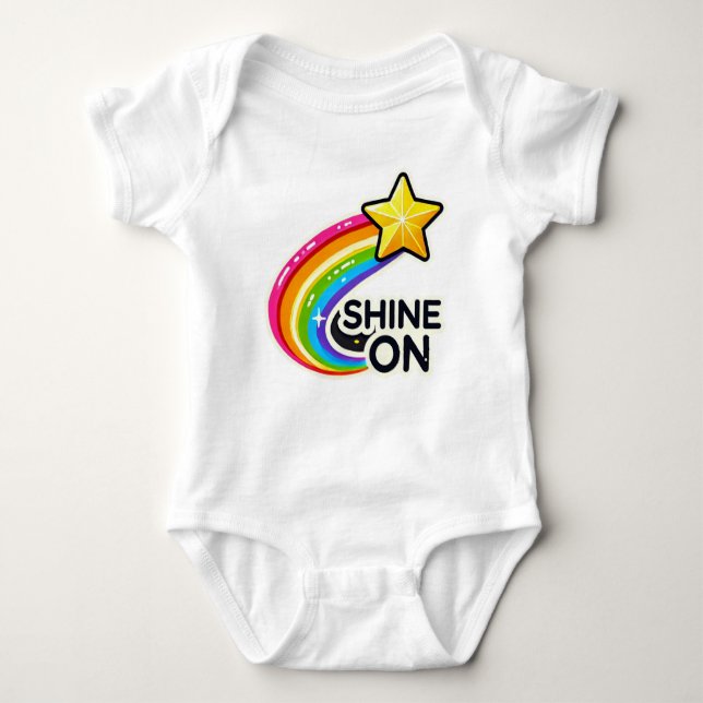 Shine On Rainbow and Star Baby Bodysuit (Front)