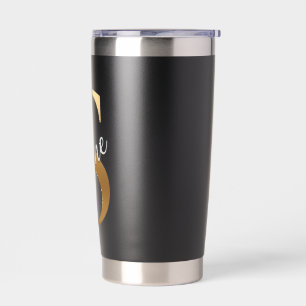 Shine S, Black Insulated Tumbler, Gold Monogram Tumbler