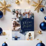 Shine So Bright & Navy Gold Agate Ink Five Photo<br><div class="desc">Our starry golden jewel abstract winter night gold foil Christmas collection captures royal opulence with a modern abstract twist. Deep navy blues, golden jewel tones, and hints of blue shades create an elegant winter night ambiance. Design features 5 photo collage layouts to display your special family holiday Christmas photos. Our...</div>