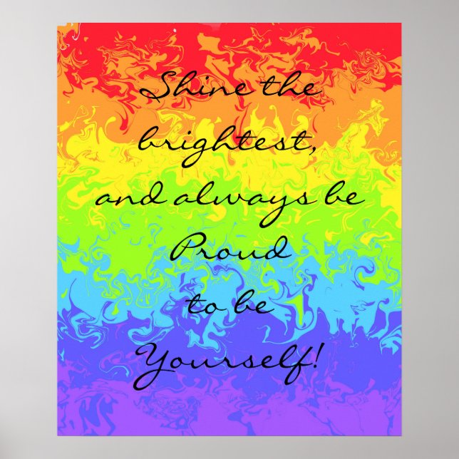 Shine the brightest -marbleized rainbow pride poster (Front)