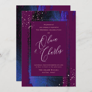 Shine, Winter Blue Brush Strokes+Cassis Invitation