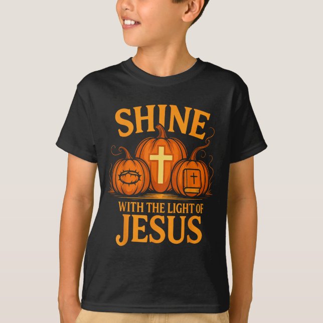 Shine With The Light Of Jesus Christian Halloween  T-Shirt (Front)