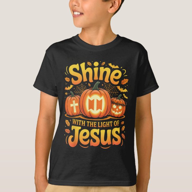 Shine With The Light Of Jesus Christian Halloween  T-Shirt (Front)