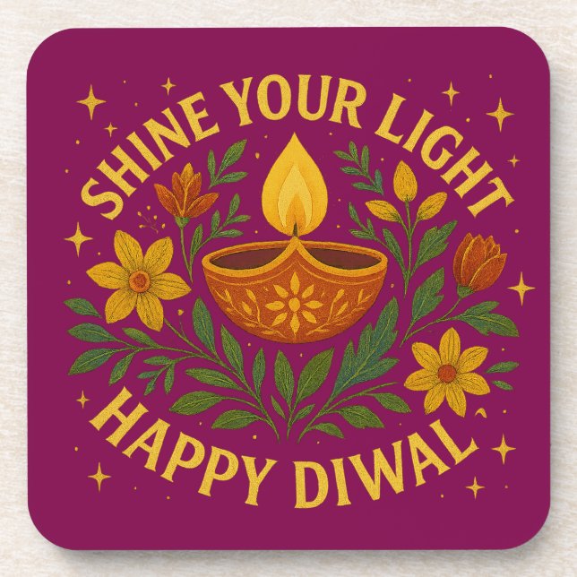 Shine Your Light – Happy Diwali Coaster Set (6) (Front)