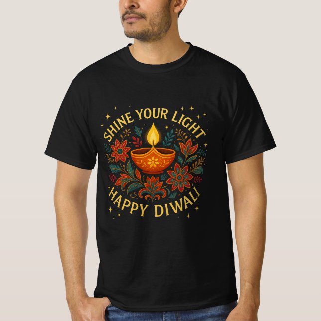 Shine Your Light –Happy Diwali Men’s Value T-Shirt (Front)