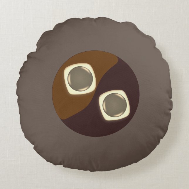 Shiney Twin Buttons Patterns Round Pillow (Front)