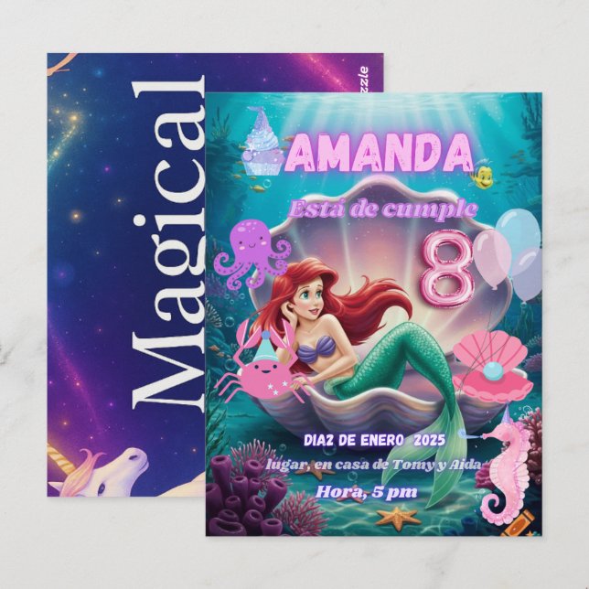 Shining Ariel Mermaid Invitation Postcard (Front/Back)