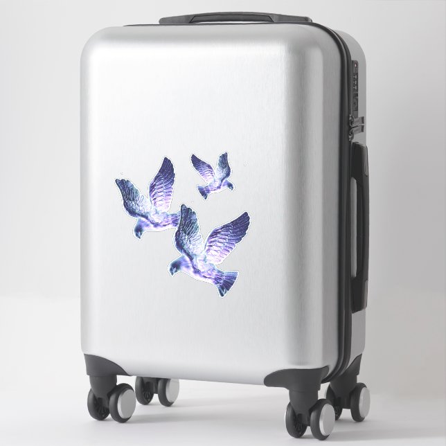 Shining Blue Christmas Doves (Suitcase)