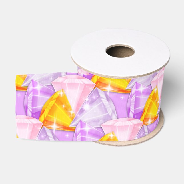 Shining-Bright-Diamonds-Diagonal-  Grosgrain Ribbon (Spool)