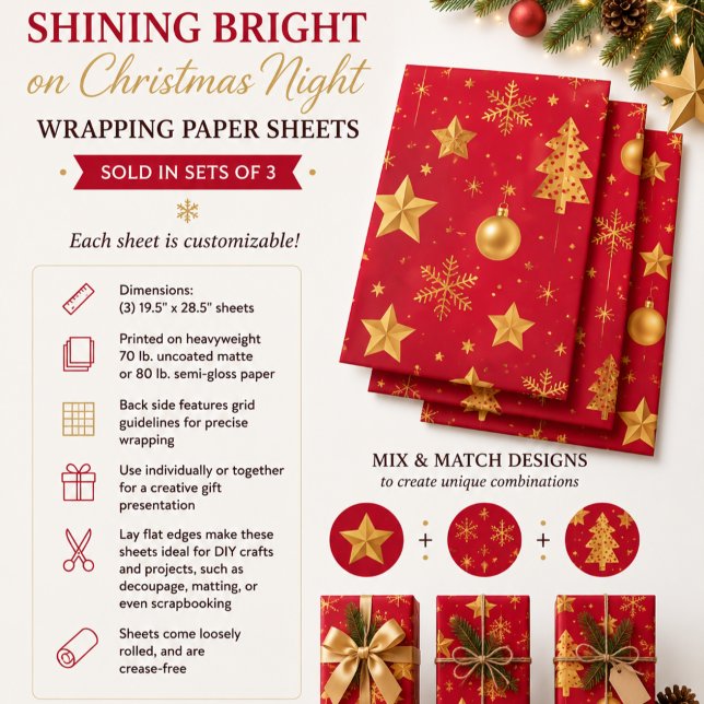 Shining Bright on Christmas Night Wrapping Paper Sheet (Creator Uploaded)
