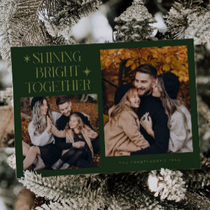 Shining Bright Stars Green Multi Photo Holiday Card