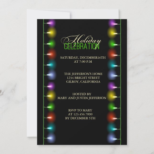 Shining Christmas Lights Party Invitation (Front)