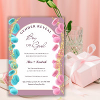 Shining Dusty Pink And Blue Macarons Gender Reveal