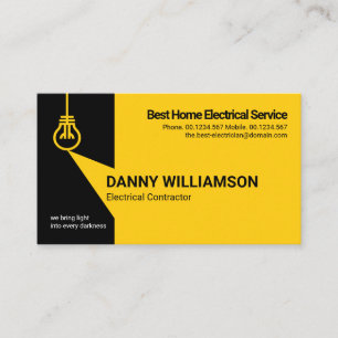 Shining Electrical Bulb Electrician Service Business Card