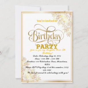 Shining Golden Birthday Celebration! Invitation