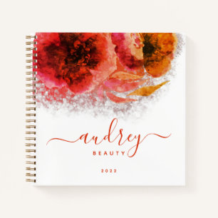 Shining Golden Floral Signature Monogrammed Notebook