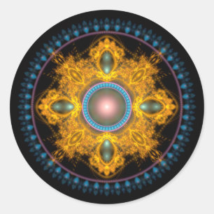 Shining golden Round Mandala Classic Round Sticker