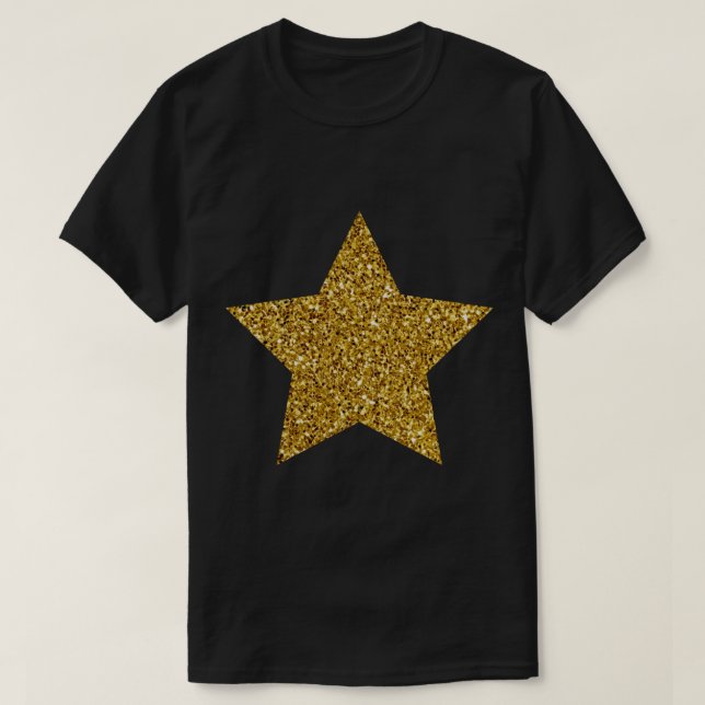 Shining Golden Star Glittery   T-Shirt (Design Front)