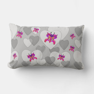 Shining heart Valentine ,background grey Lumbar Cushion