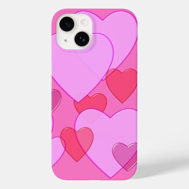 Shining heart Valentine background pink Case-Mate iPhone Case (Back)