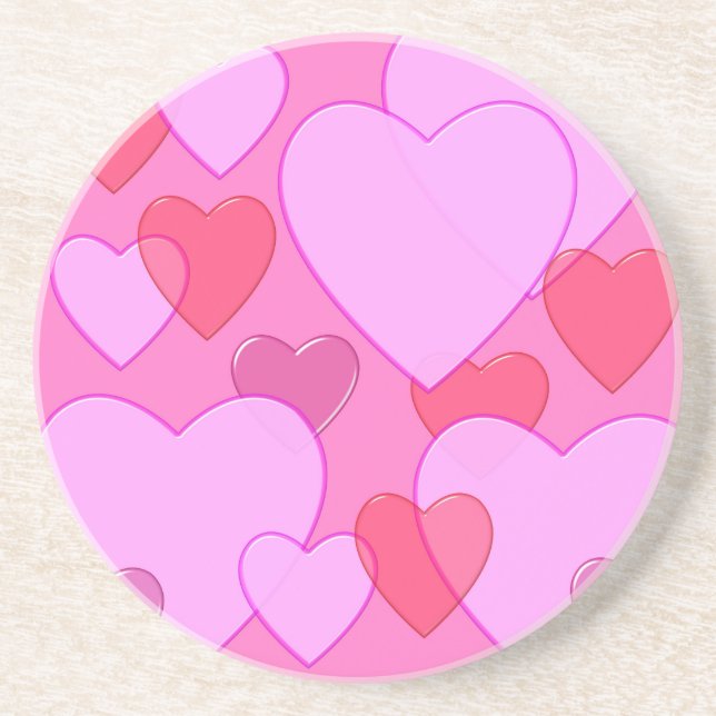 Shining heart Valentine background pink Coaster (Front)