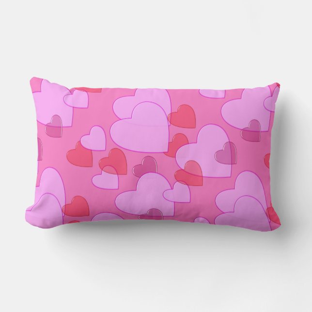 Shining heart Valentine background pink Lumbar Cushion (Front)
