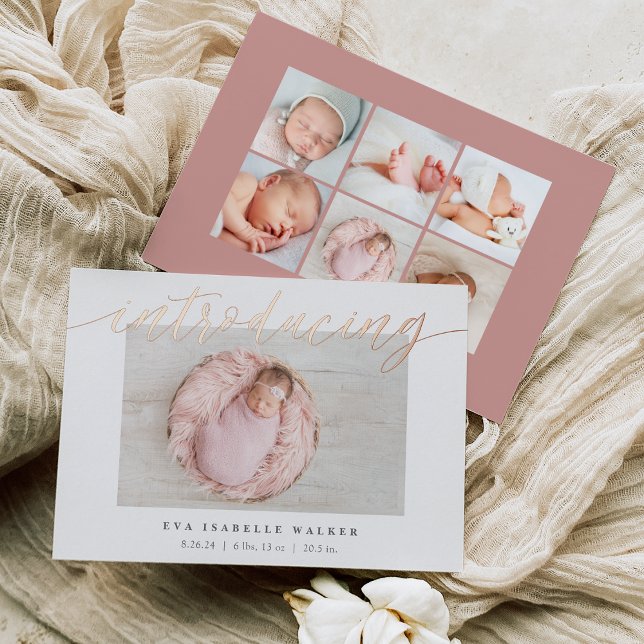 Shining Introduction Foil Birth Announcement (Creator Uploaded)
