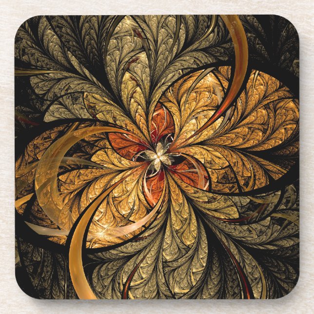 Shining Leaves Fractal Art Coaster (Front)