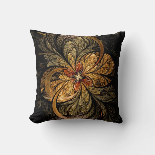 Shining Leaves Fractal Art Cushion (Front)