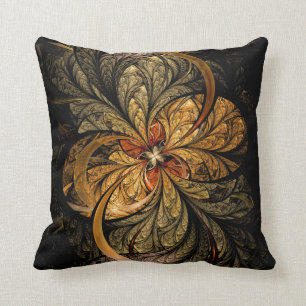 Shining Leaves Fractal Art Cushion