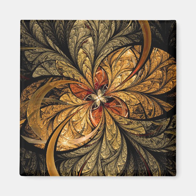 Shining Leaves Fractal Art Magnet (Front)