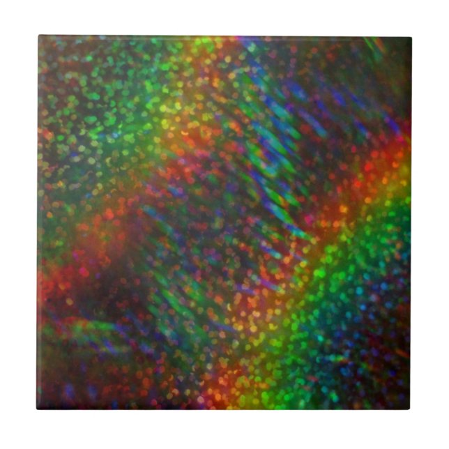 Shining Lights Holographic Glitter Rainbows Tile (Front)