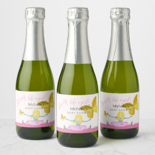 Shining Like A Girl Watercolor Illustration Sparkling Wine Label