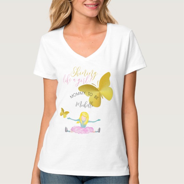 Shining Like A Girl Watercolor Illustration T-Shirt (Front)