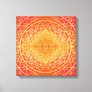 Shining Orange Gold Red Mandala Pattern Canvas Print
